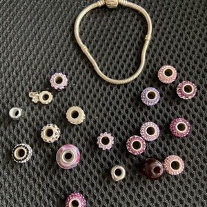 Silver Pandora Bracelet with assorted beads